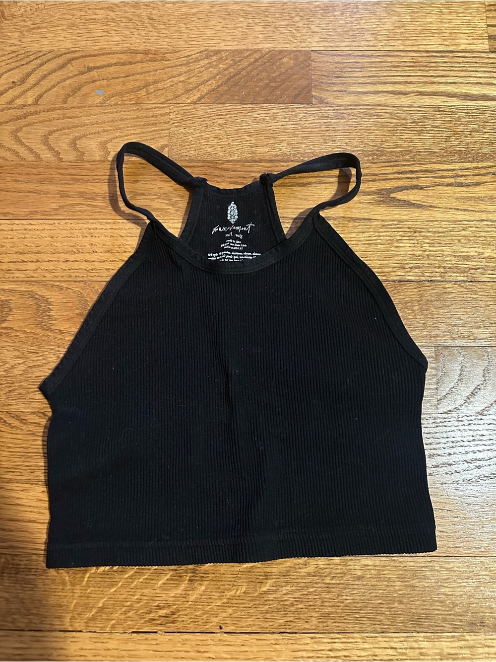 NWOT FP Movement Happiness Runs Crop Tank ribbed black ML